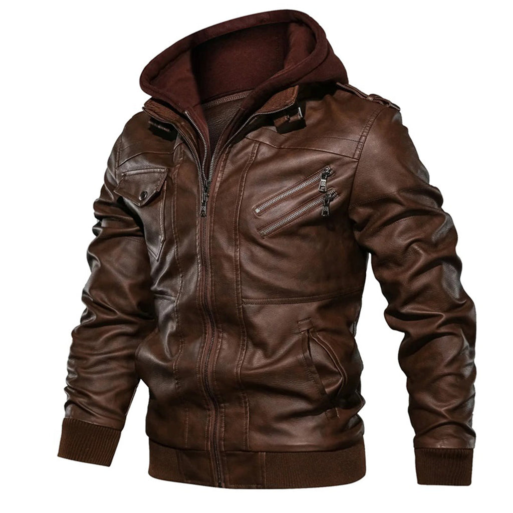 Men's - Hooded Jacket - Leather - Lightweight & Stylish for Warm Weather - Perfect Summer Outerwear