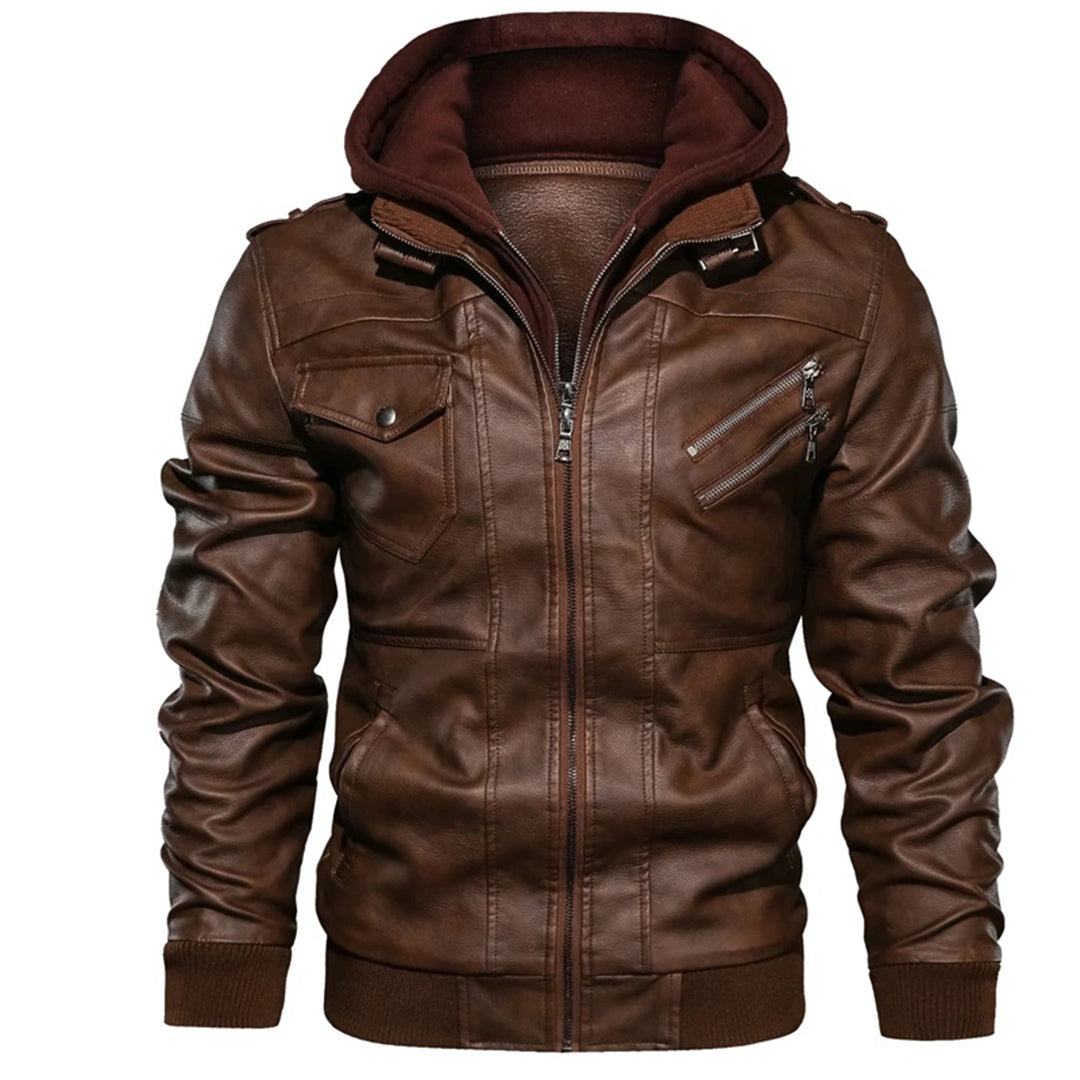 Men's - Hooded Jacket - Leather - Lightweight & Stylish for Warm Weather - Perfect Summer Outerwear