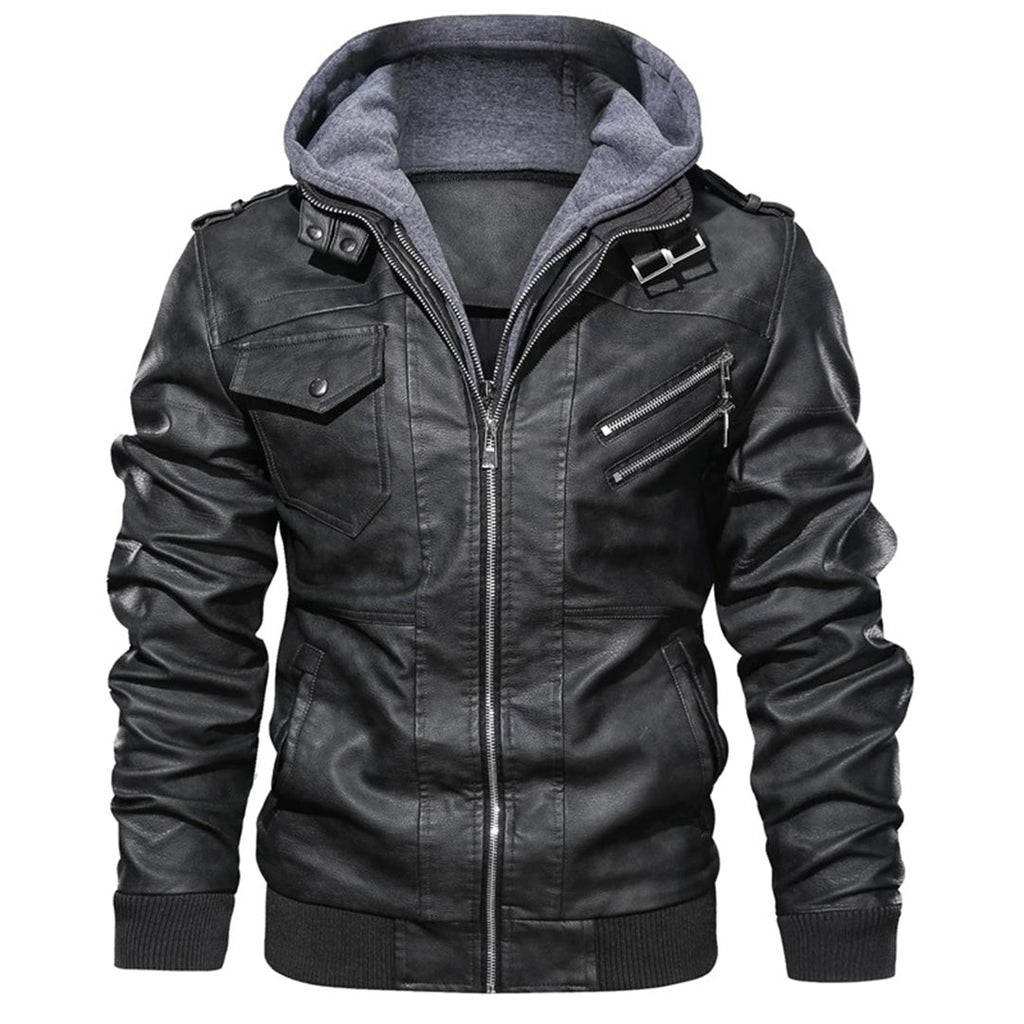 Men's - Hooded Jacket - Leather - Lightweight & Stylish for Warm Weather - Perfect Summer Outerwear