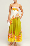 Women's - Strapless Dress - Floral Pattern with Contrasting Square Neckline & Pocket - Summer Style Essential