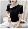 Slim-fit Slant Neck Draped Shirt for Women