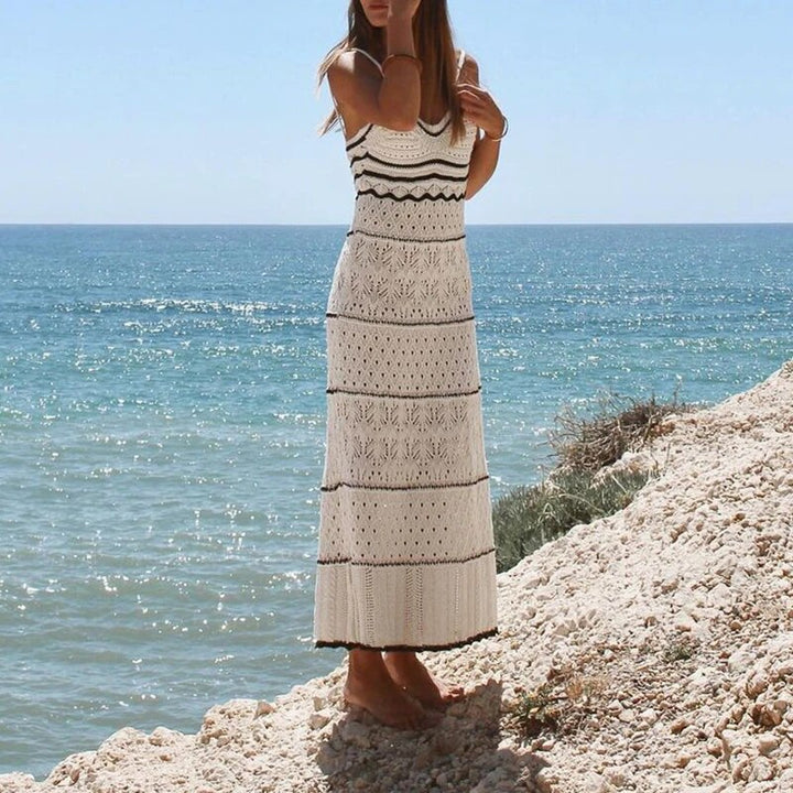 Knitted striped long dress