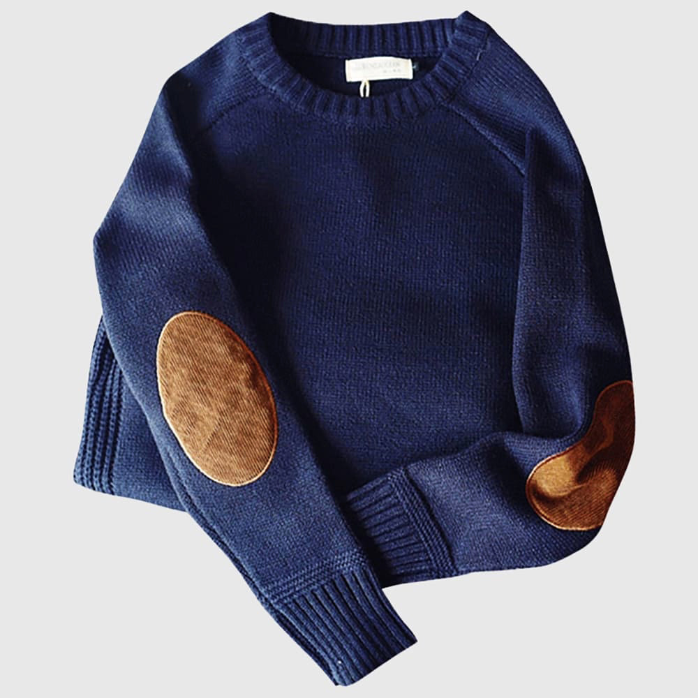 Men's - Cashmere Knitted Sweater - Cozy Winter Style with Elbow Patches