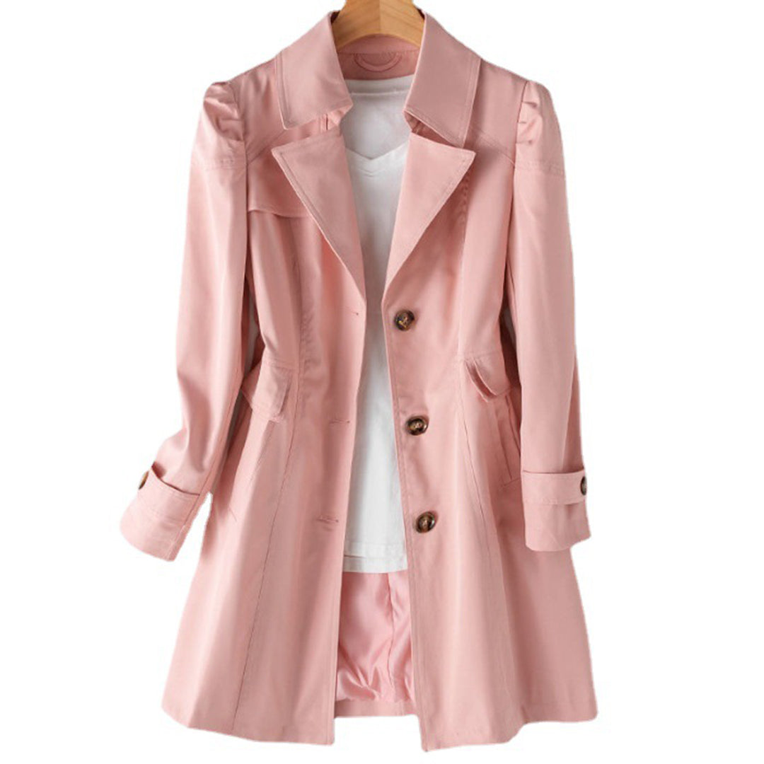 Women's - Long Trench Coat - Lightweight Fabric - Classic Style - Timeless Elegance for Every Occasion