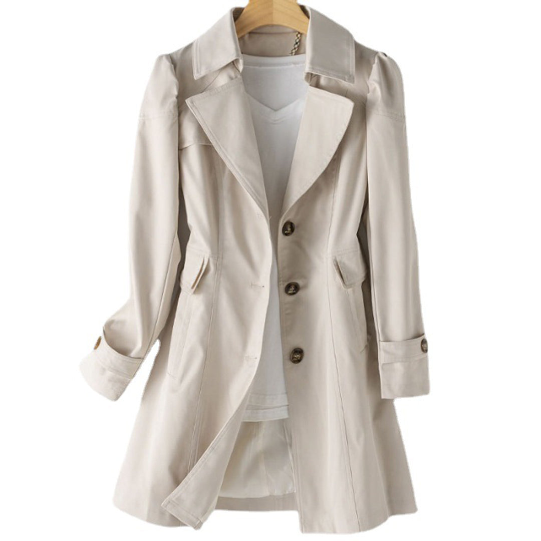 Women's - Long Trench Coat - Lightweight Fabric - Classic Style - Timeless Elegance for Every Occasion