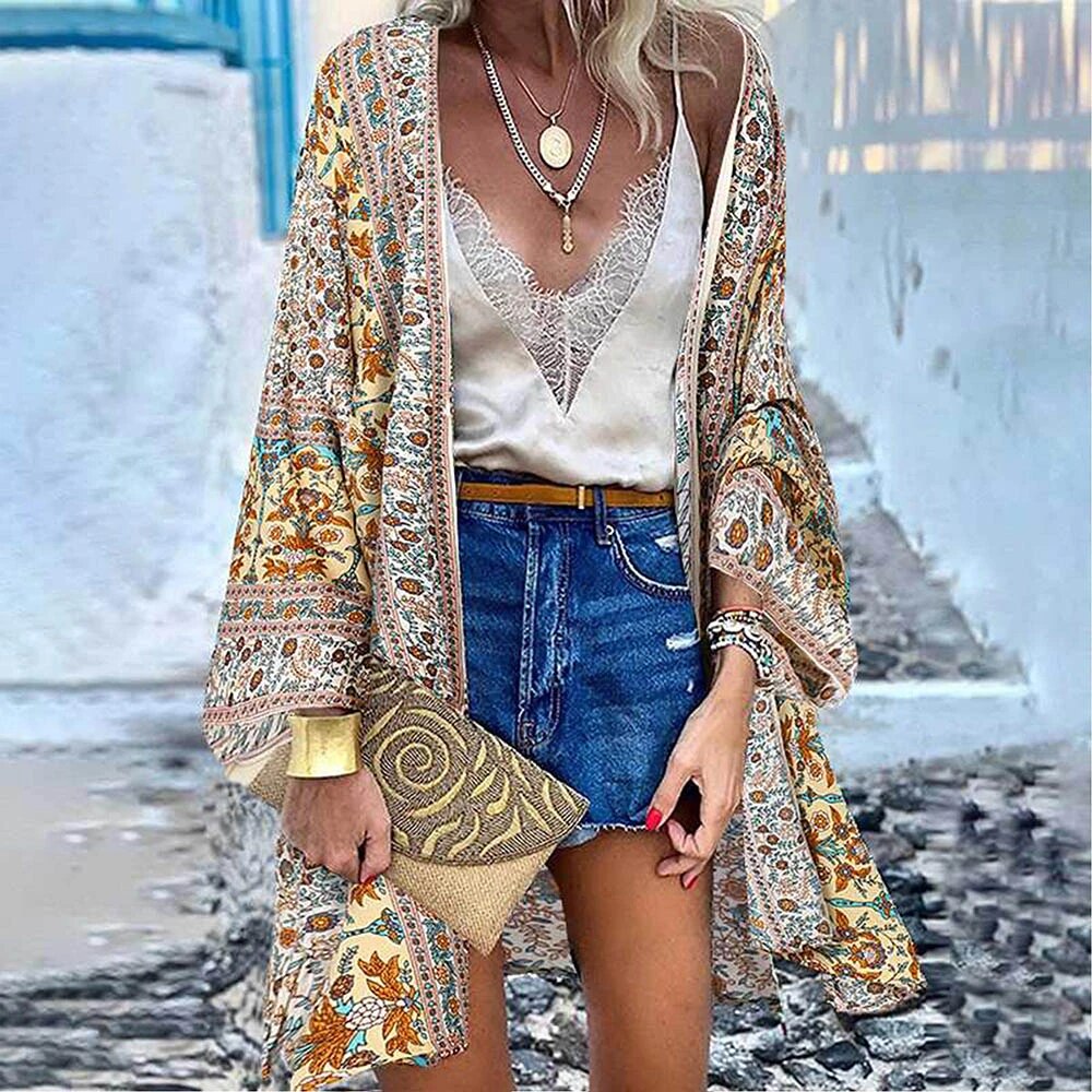 Boho kimono style throw