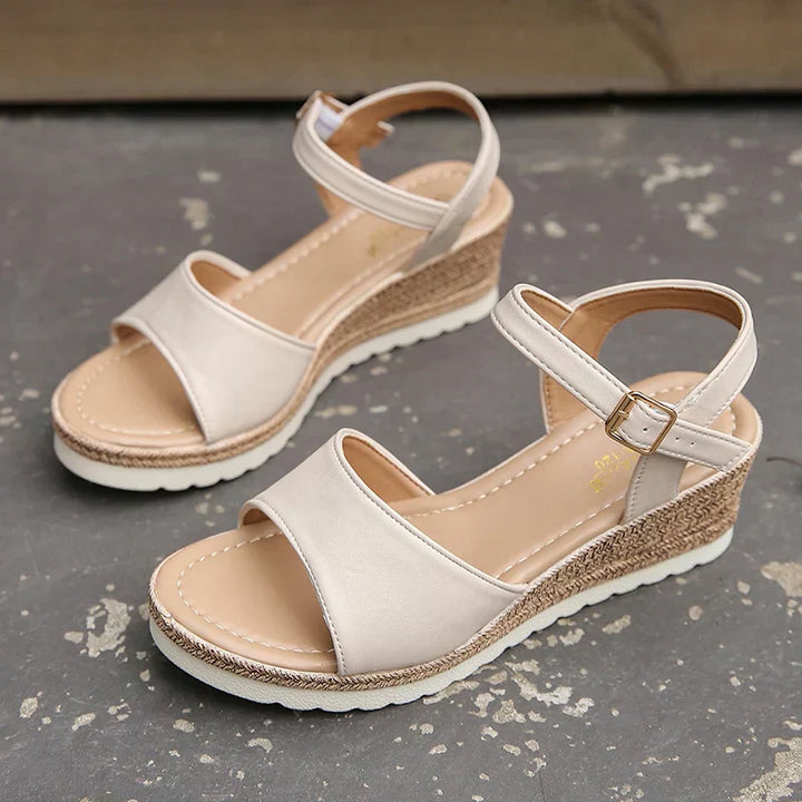 Lightweight Sandals With Wedge Heel and Buckle