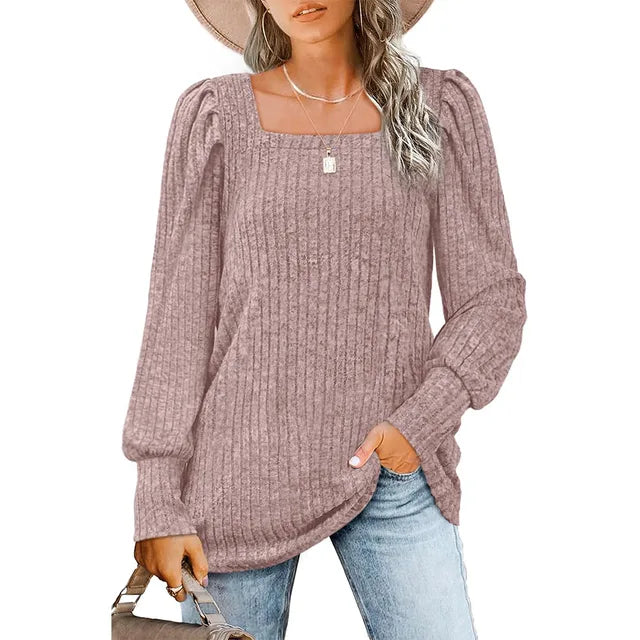 Casual jumper with a square neckline