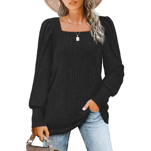 Casual jumper with a square neckline