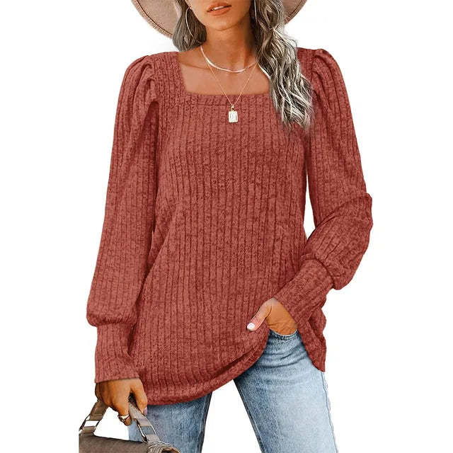 Casual jumper with a square neckline