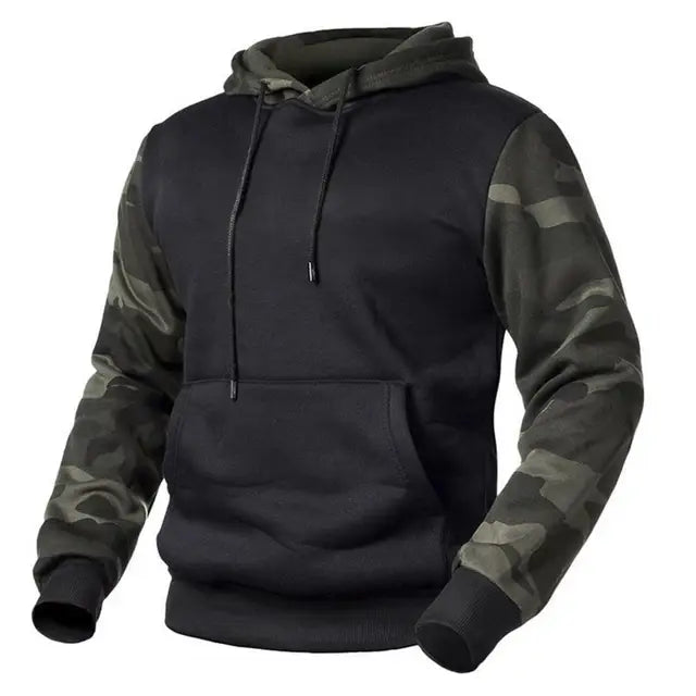 Hoodie with camouflage pattern sleeves