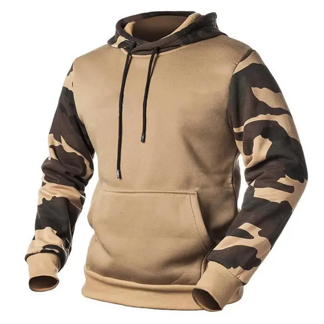 Hoodie with camouflage pattern sleeves