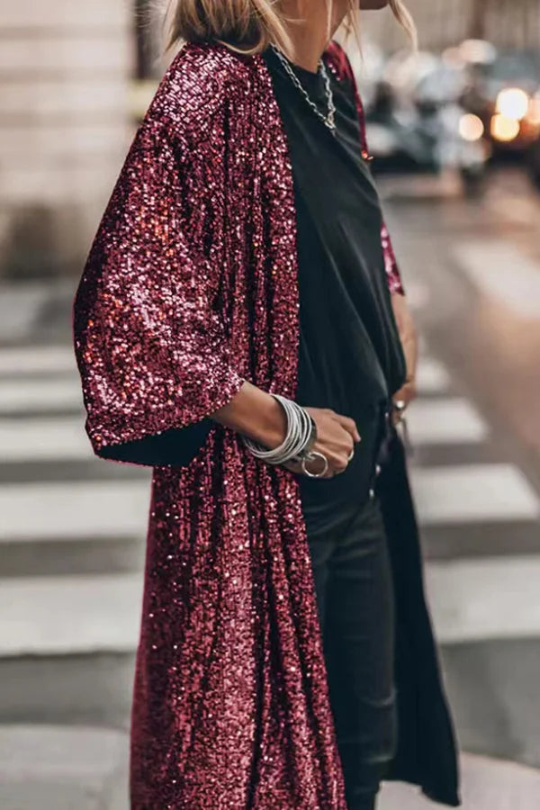 Fashionable sequin cardigan