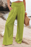 High-Waist Cotton Linen Palazzo Trousers