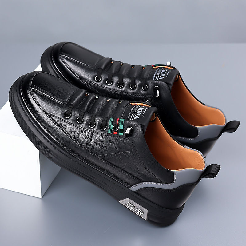 Men's - Casual Leather Sneakers - Stylish Footwear