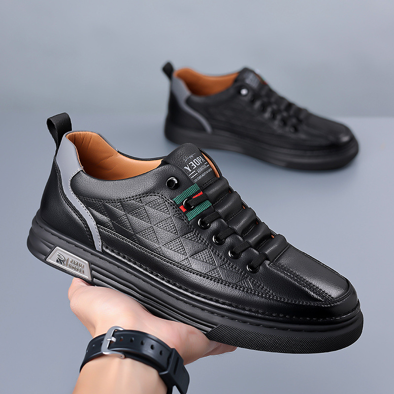 Men's - Casual Leather Sneakers - Stylish Footwear