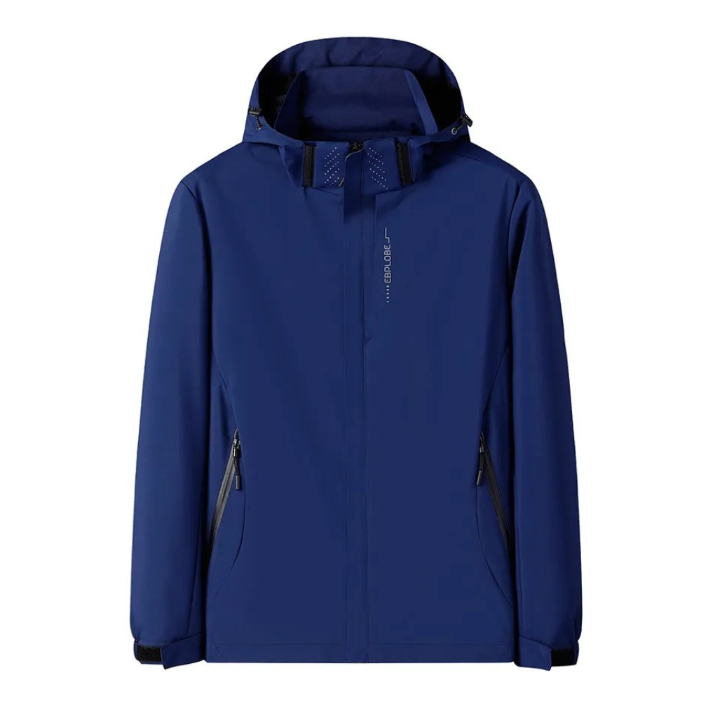 Men's - Blue Windbreaker - Hooded Waterproof