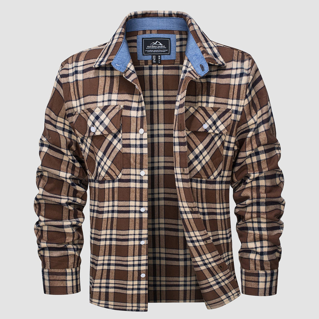 Men's - Long Sleeve Shirt – Cotton, Plaid Flannel – Casual Style