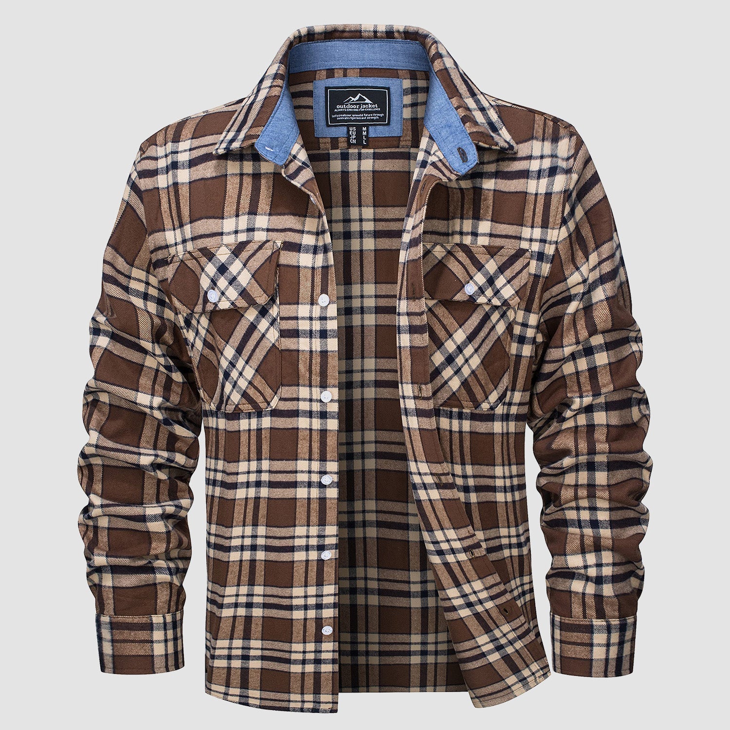 Men's - Long Sleeve Shirt – Cotton, Plaid Flannel – Casual Style