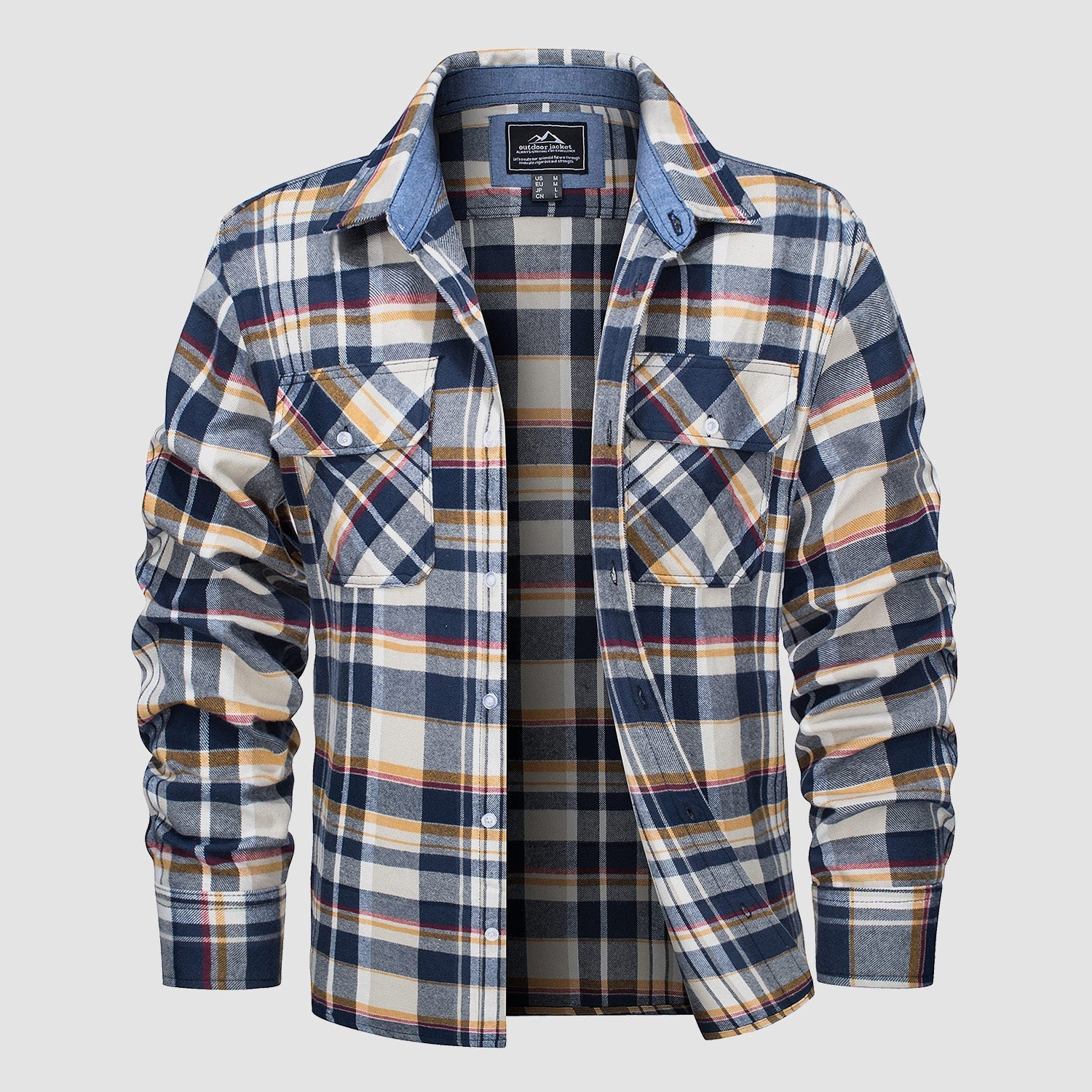 Men's - Long Sleeve Shirt – Cotton, Plaid Flannel – Casual Style