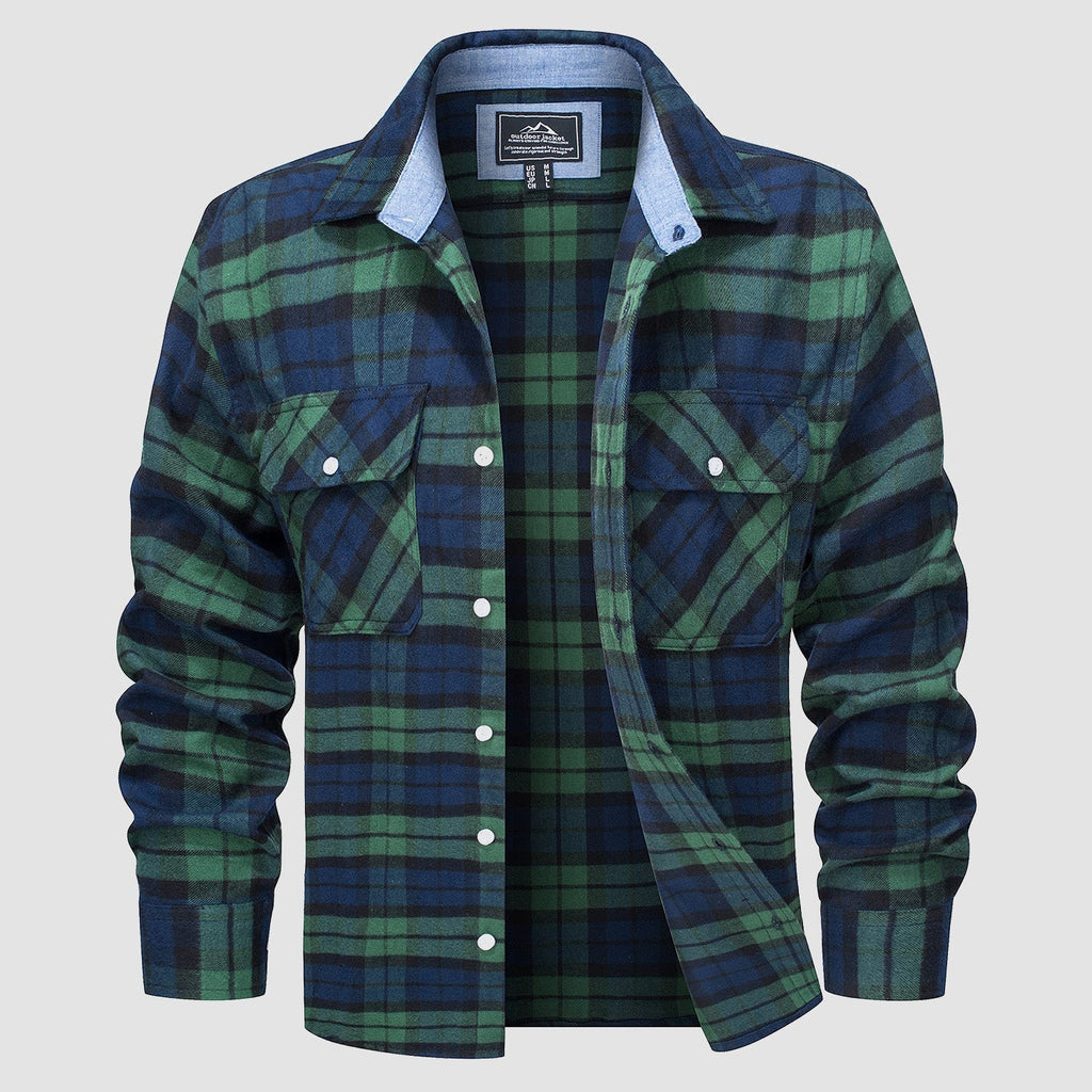 Men's - Long Sleeve Shirt – Cotton, Plaid Flannel – Casual Style