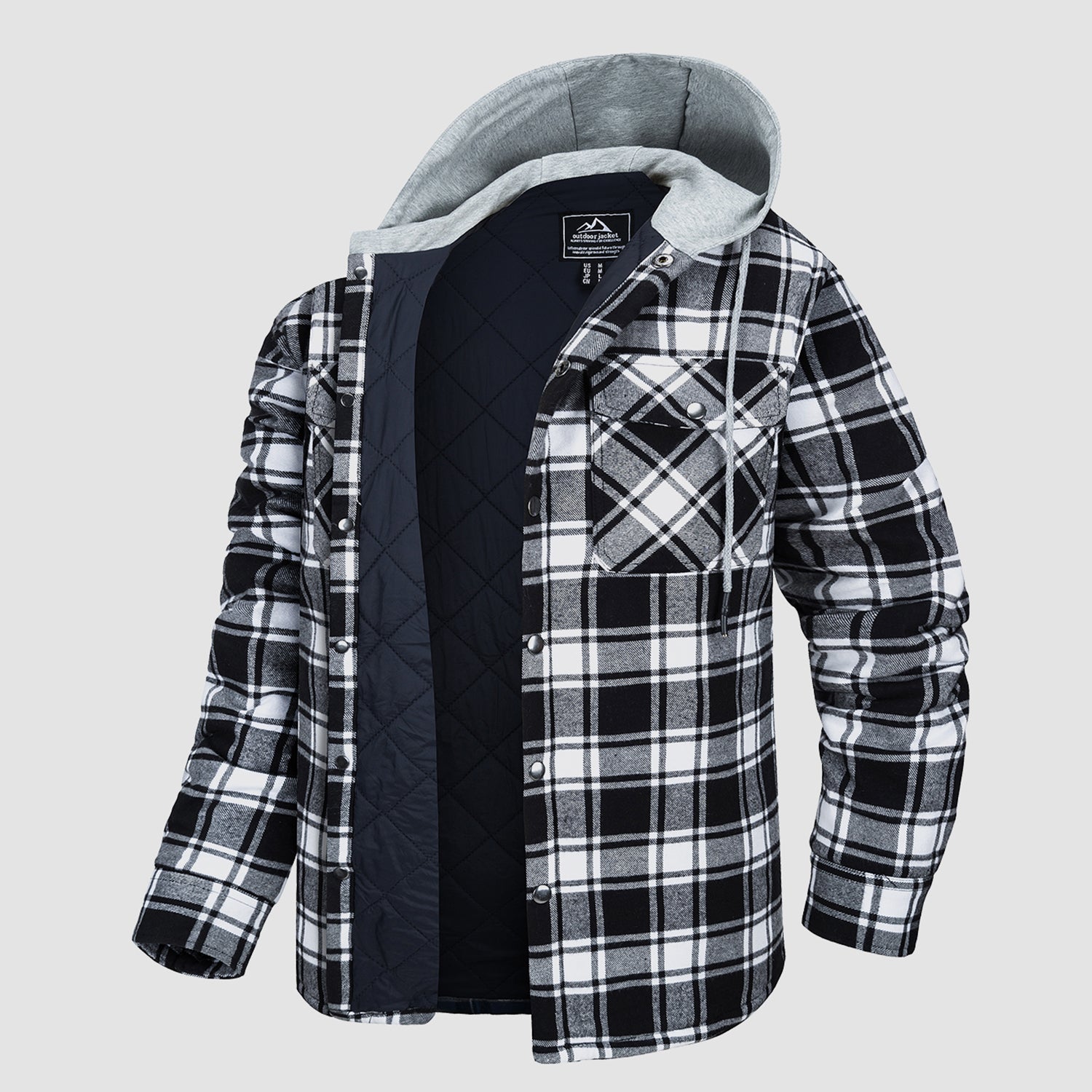 Men's - Quilted Flannel Jacket – Hooded, Warm Design – Casual Outerwear