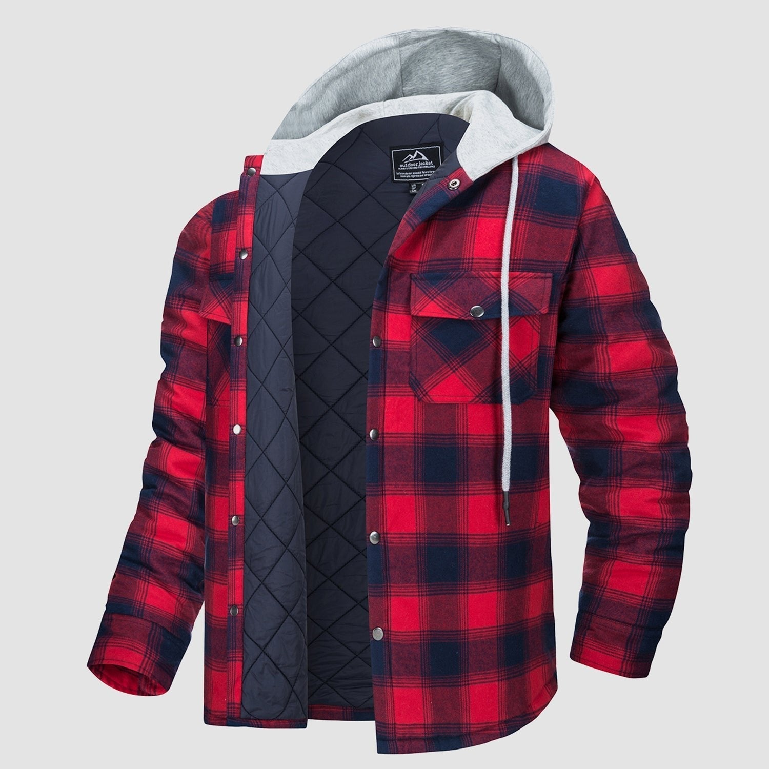 Men's - Quilted Flannel Jacket – Hooded, Warm Design – Casual Outerwear