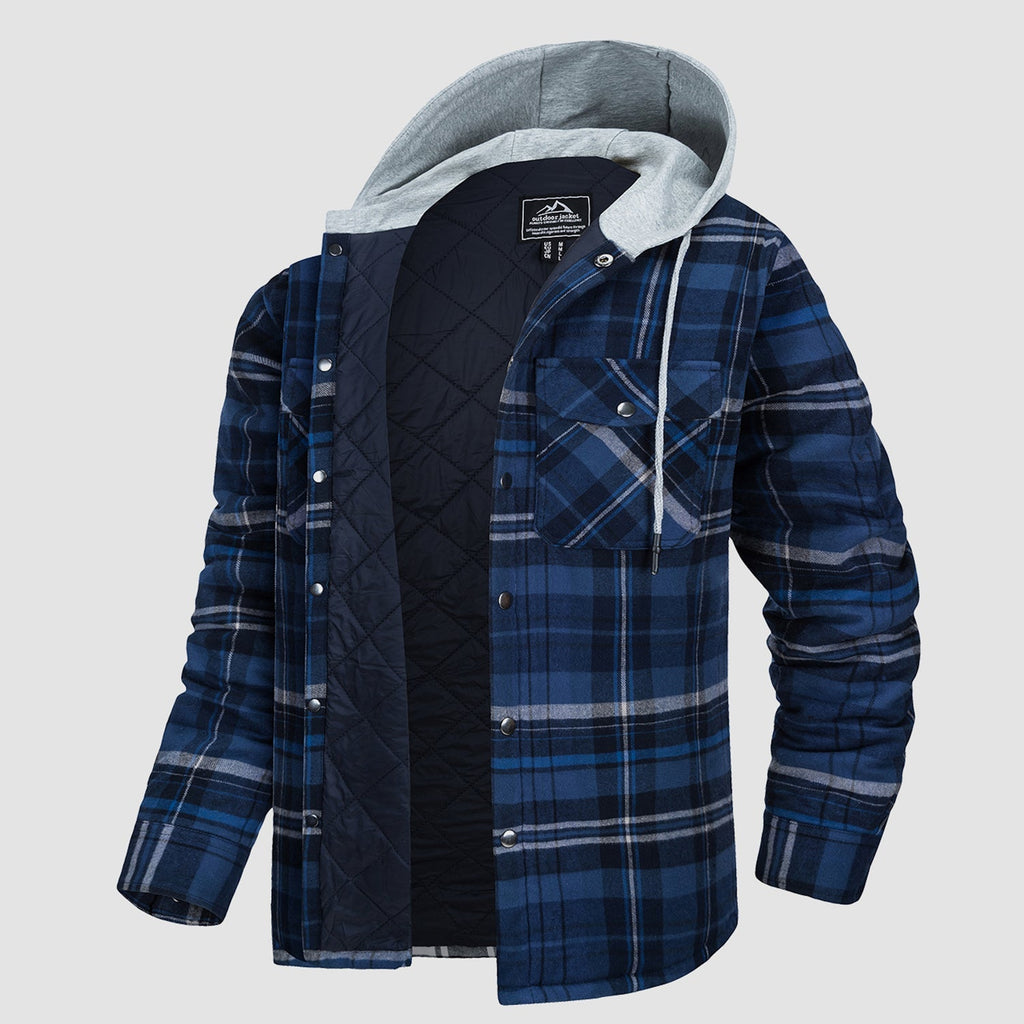 Men's - Quilted Flannel Jacket – Hooded, Warm Design – Casual Outerwear