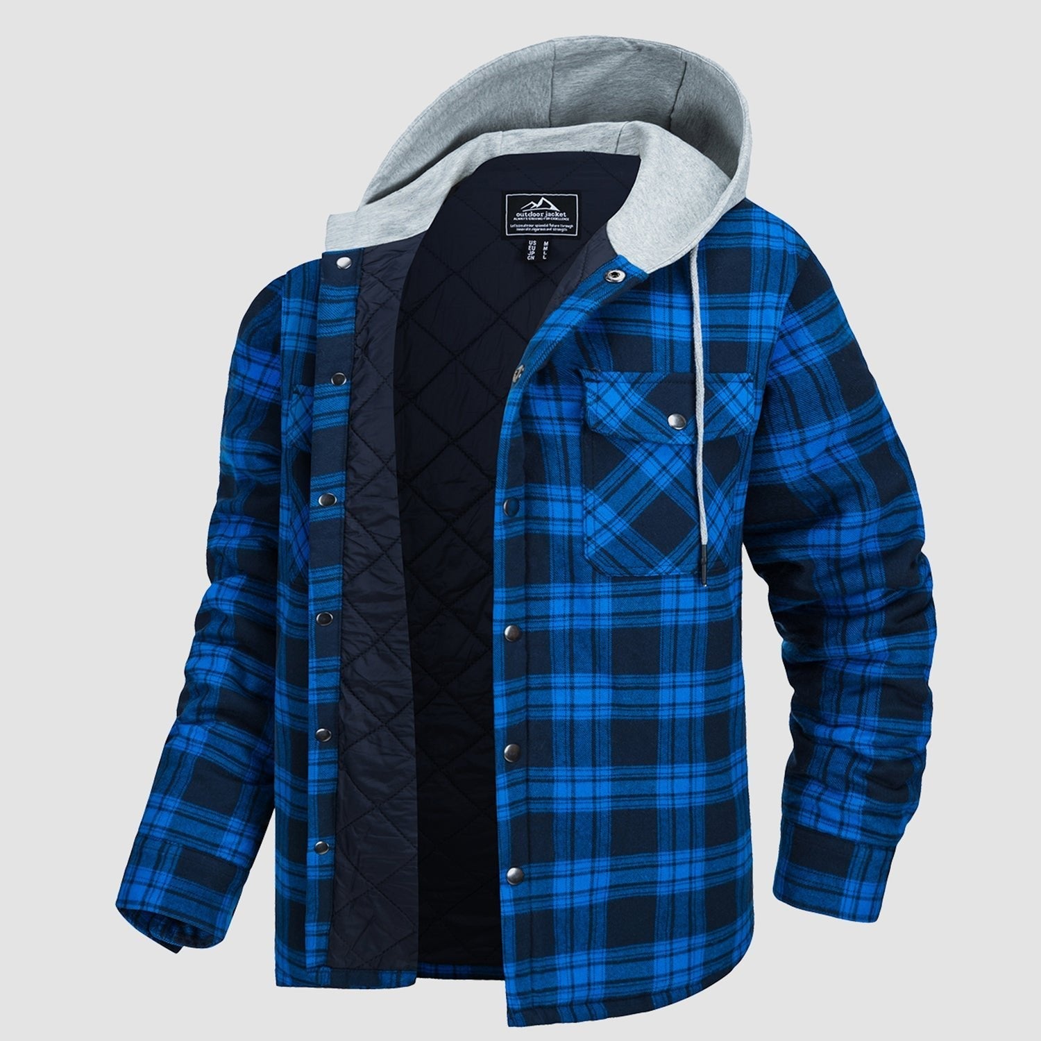 Men's - Quilted Flannel Jacket – Hooded, Warm Design – Casual Outerwear