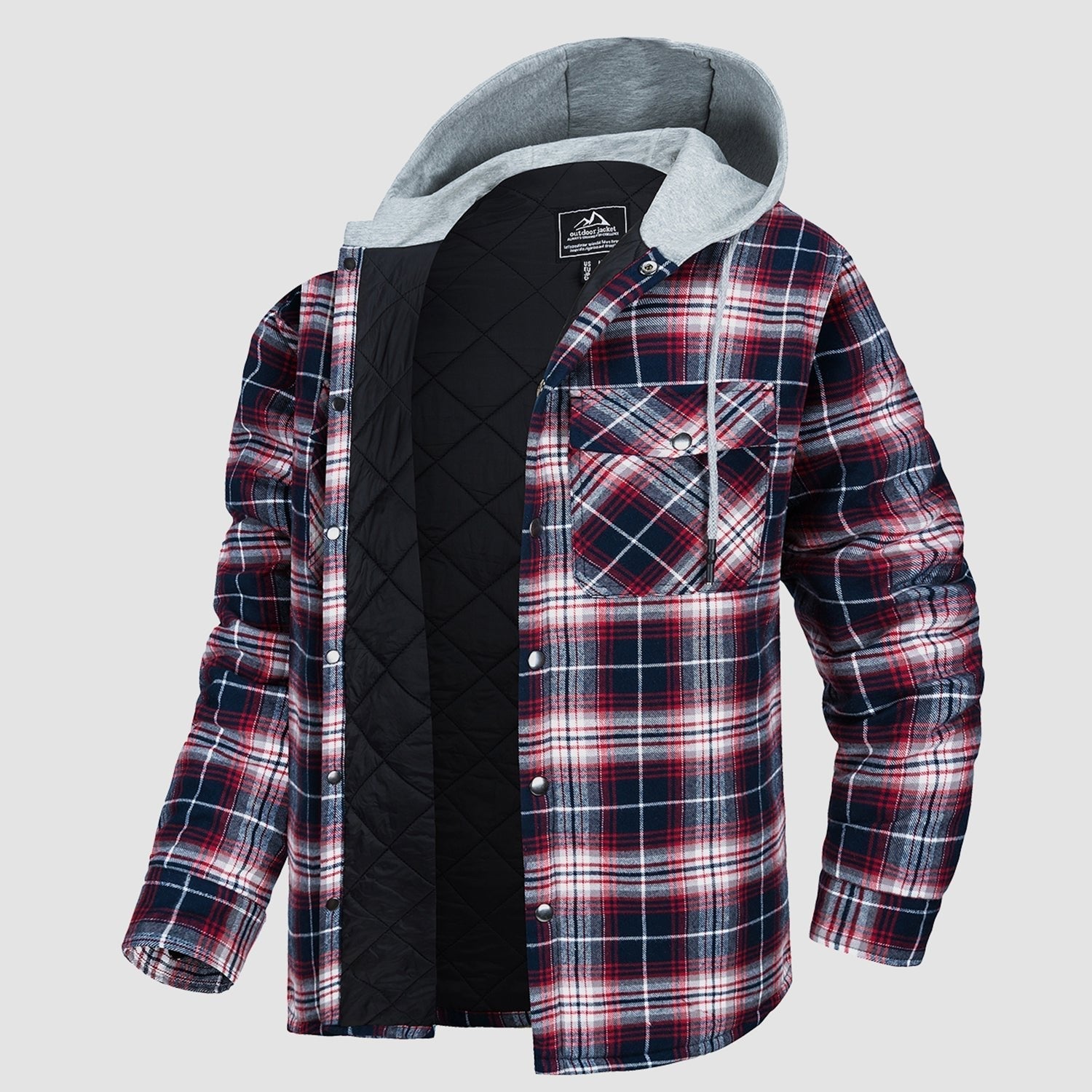 Men's - Quilted Flannel Jacket – Hooded, Warm Design – Casual Outerwear