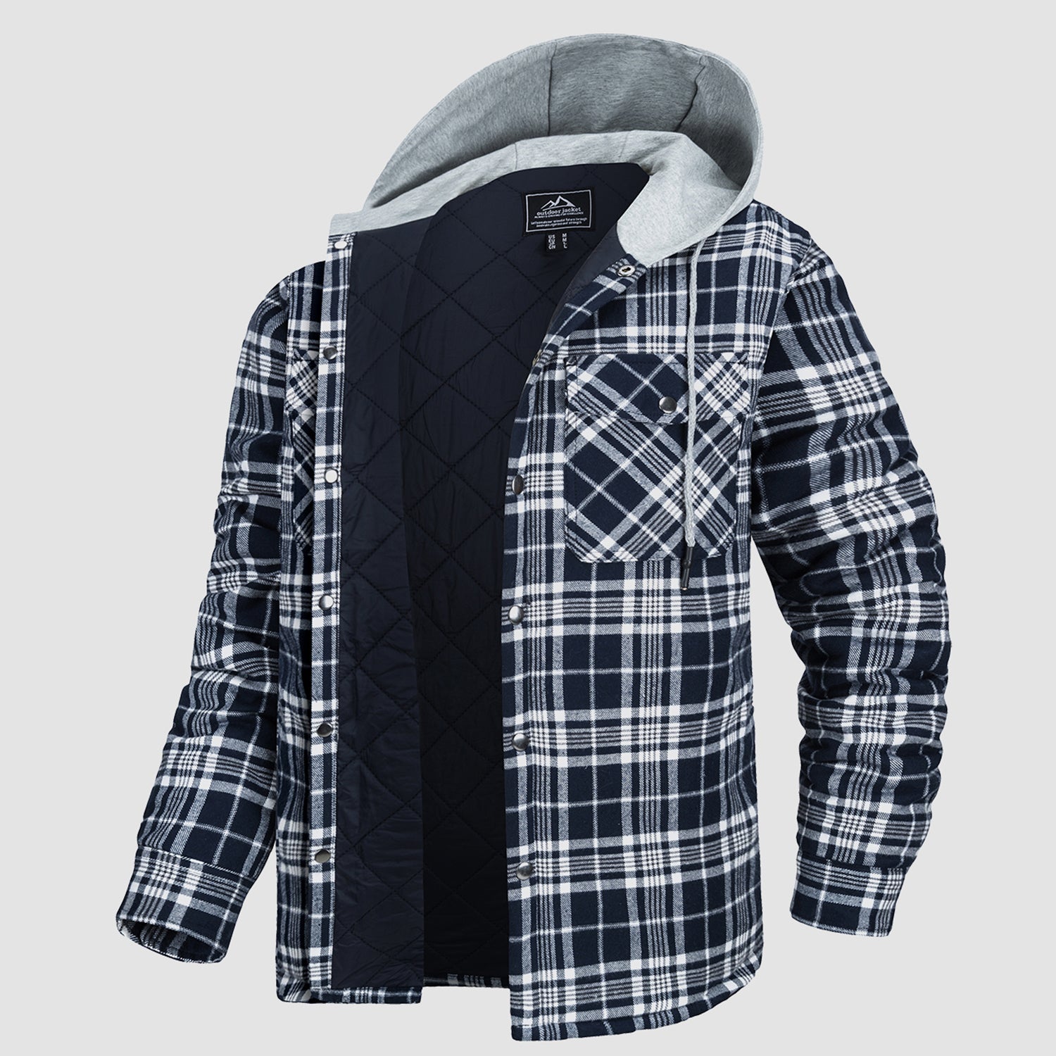 Men's - Quilted Flannel Jacket – Hooded, Warm Design – Casual Outerwear