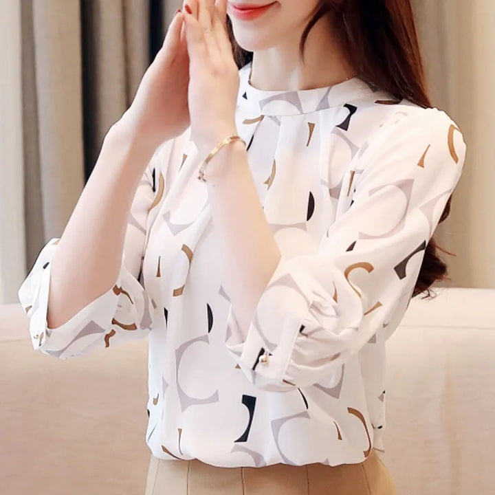 Chiffon blouse with summer print