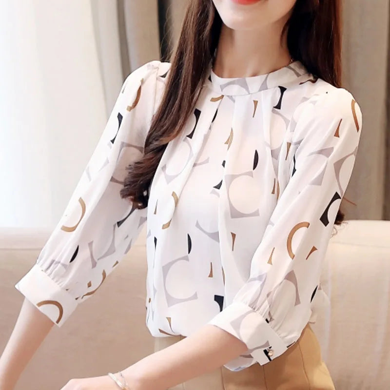 Chiffon blouse with summer print