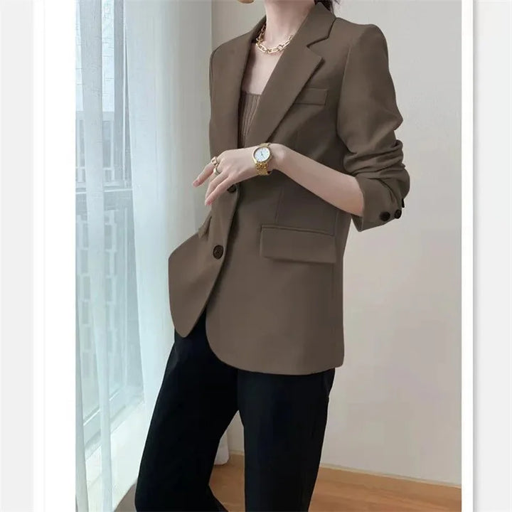 Women's slim fit single-breasted blazer for casual and office wear