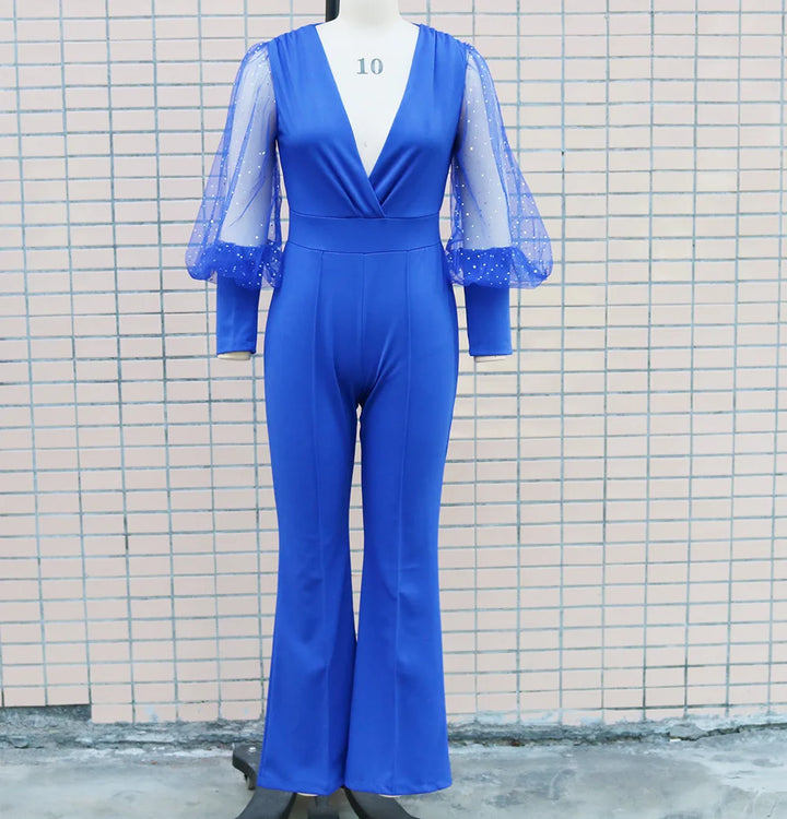 Jumpsuit with glitter and wide legs