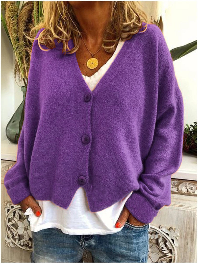 Women's - Cozy Cardigan - Soft Material - V Neck - Comfort and Style