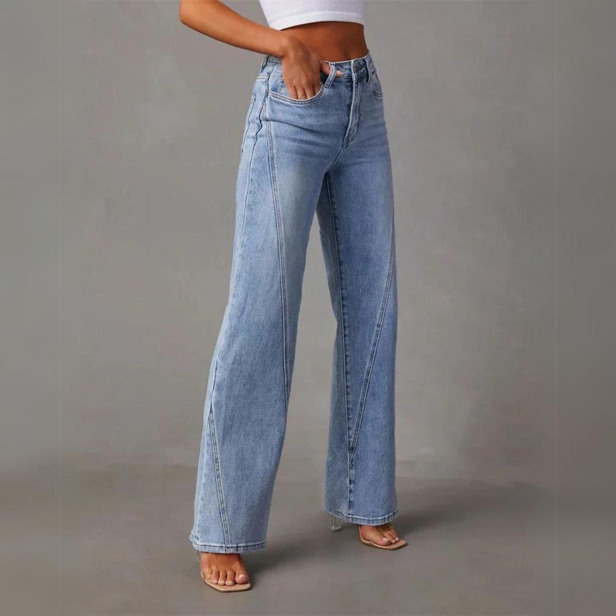 Women's - Wide-Leg High-Waisted Jeans - Denim - Stylish & Comfortable Fit
