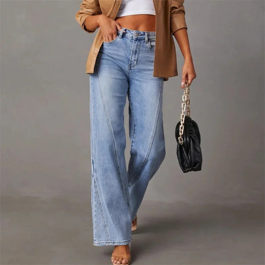 Women's - Wide-Leg High-Waisted Jeans - Denim - Stylish & Comfortable Fit