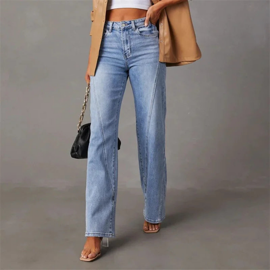 Women's - Wide-Leg High-Waisted Jeans - Denim - Stylish & Comfortable Fit