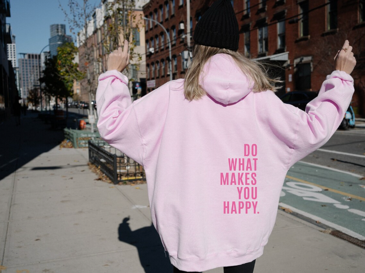 Hoodie with a happy statement