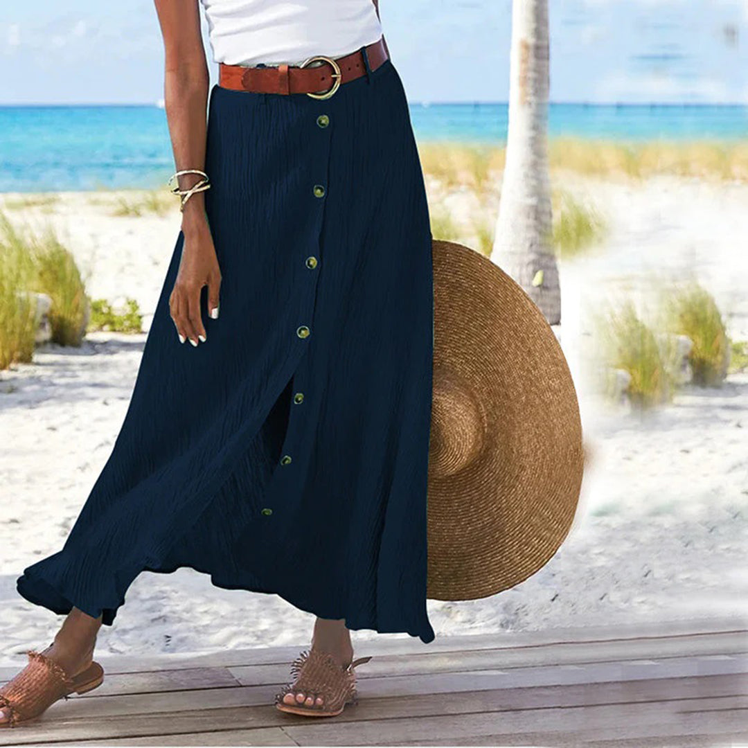 Maxi skirt with button placket