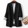 Women's Trendy patchwork blazer with a loose fit, one-button fastening and minimalist design