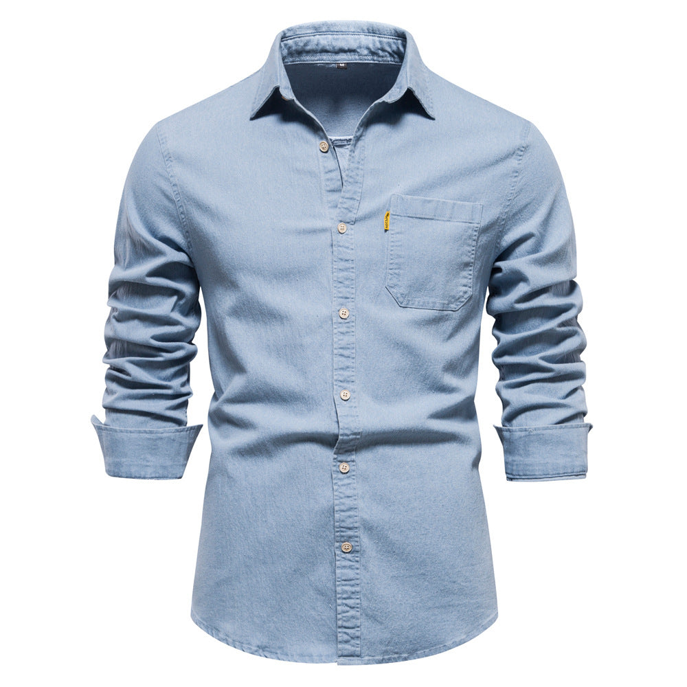 Sustainable men's denim shirt made from organic cotton