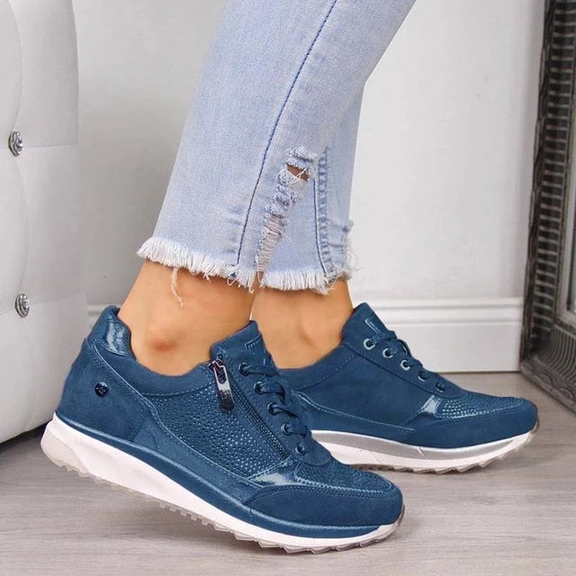 Women's - Zipper Sneakers - Lightweight mesh - Breathable & Comfortable Footwear - Ideal for Casual Outings