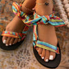 Flat Summer Sandals With Bow and Leopard Print