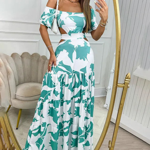 Elegant long summer dress chic fit fashion