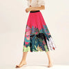 Pleated skirt with leaf pattern