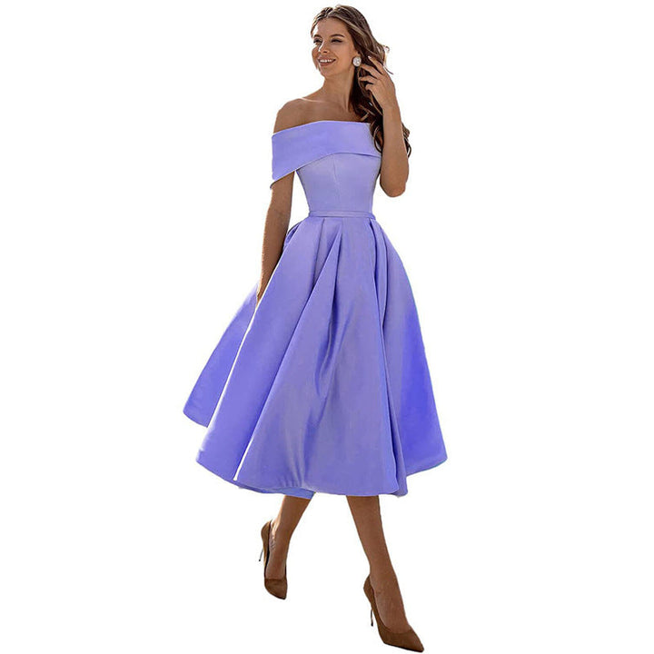 Fashion Casual Strapless Satin Party Dress