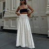 Women's striped knitted skirt with tassels