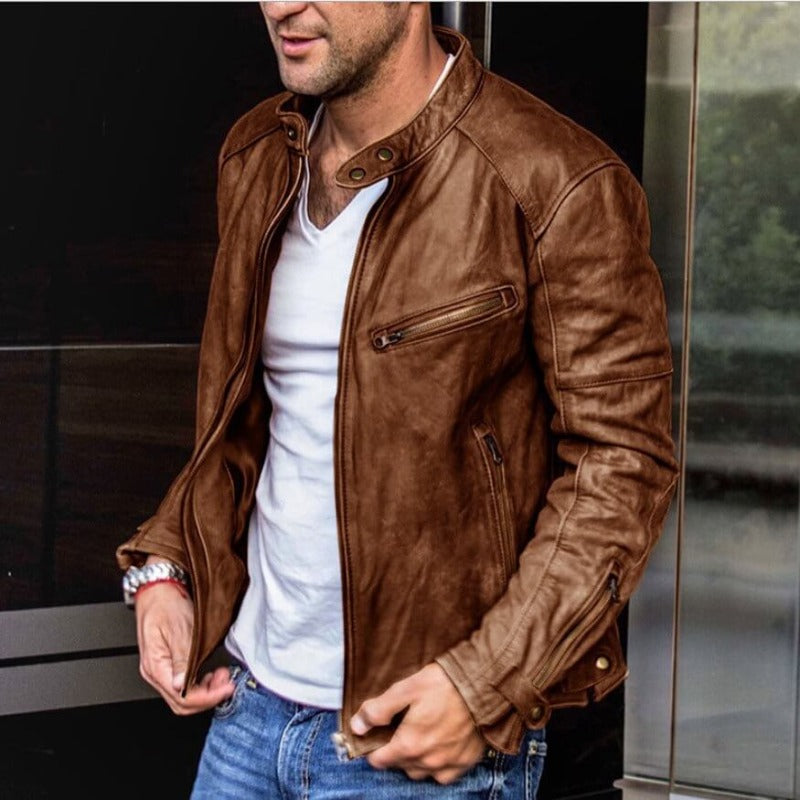 Men's - Leather Jacket - Classic Biker Style